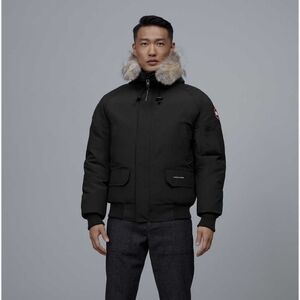 Canada Goose Chiliwack Bomber Jacket Men's XL Black Coyote Fur Insulated